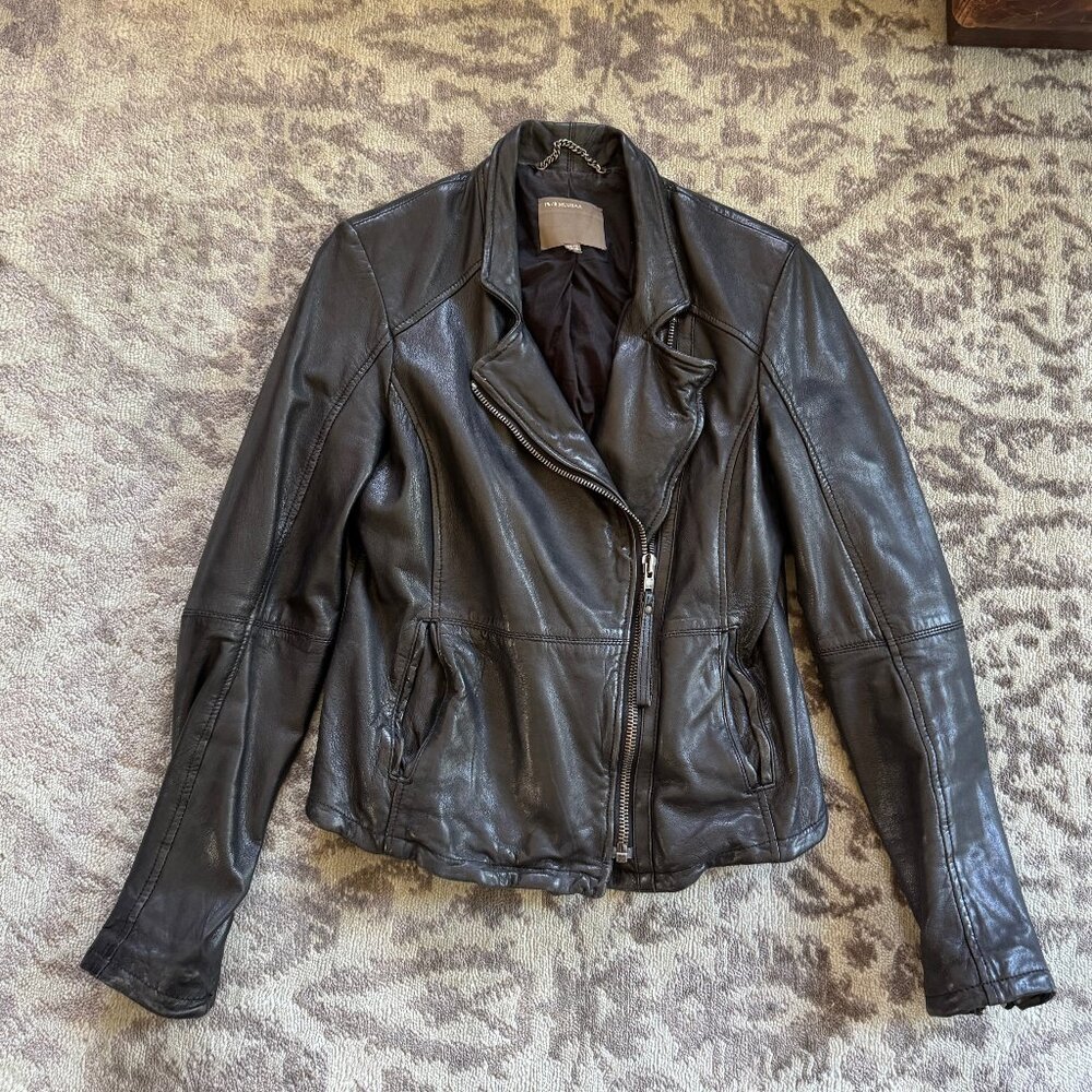 Muubaa Black Fitted Leather Biker Jacket